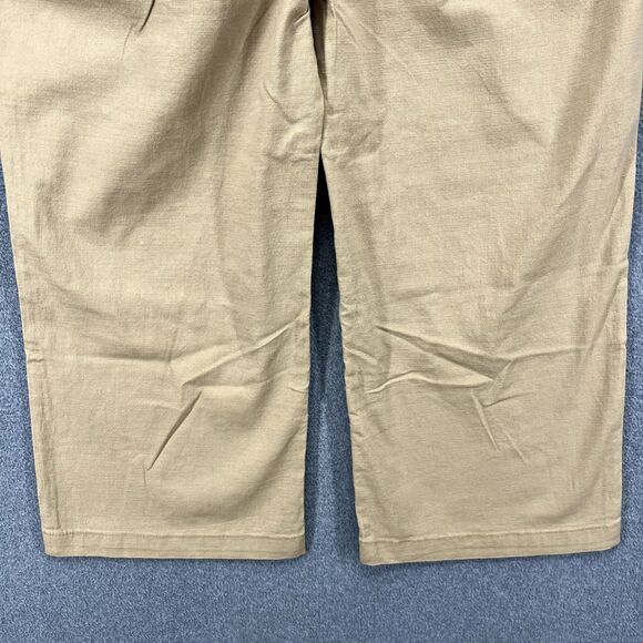 Flamingo Pants Womens Medium Tan Khaki Wide Leg Crop Mid Rise - Picture 16 of 16